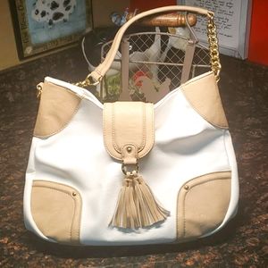 Charming Charlie White and Tan Purse